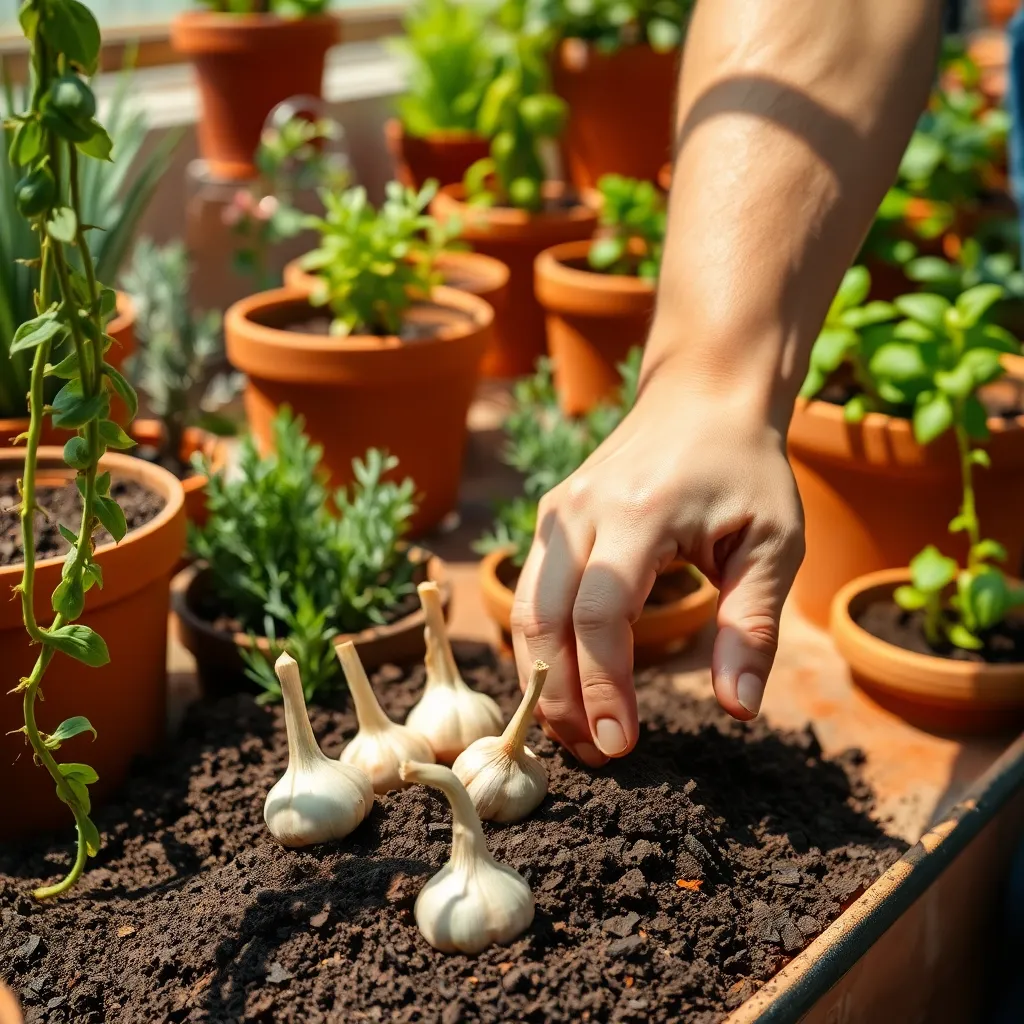 Planting Garlic Cloves in Pots