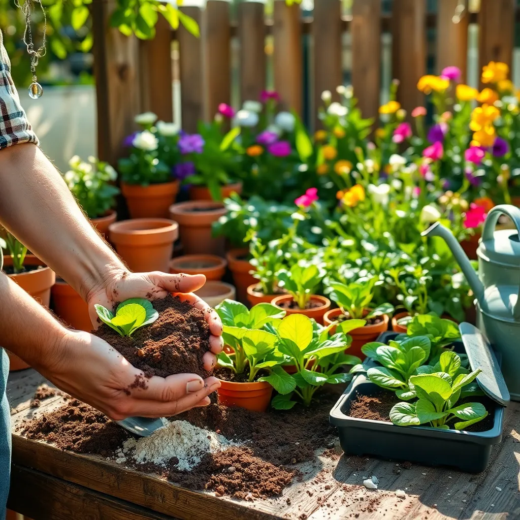 Preparing Potting Mix for Lettuce