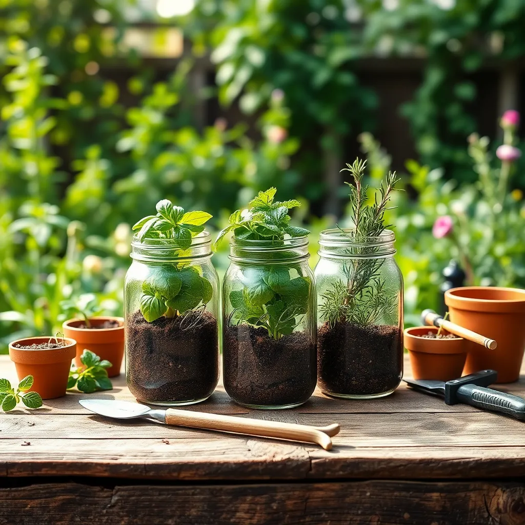 Convert Mason Jars into Herb Planters